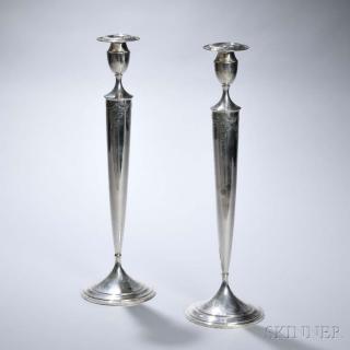 Appraisal: Pair of Frank Whiting Sterling Silver Candlesticks New York early