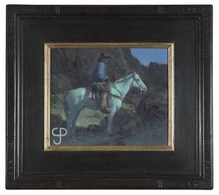 Appraisal: Bill Anton ''Canyon Moonrise'' cowboy on a white horse at