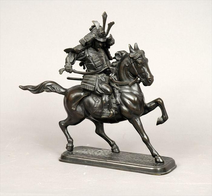 Appraisal: Japanese Bronze Equestrian Figure of a Warrior x in