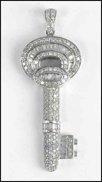 Appraisal: KARAT WHITE GOLD AND DIAMOND KEY PENDANT grams Condition No