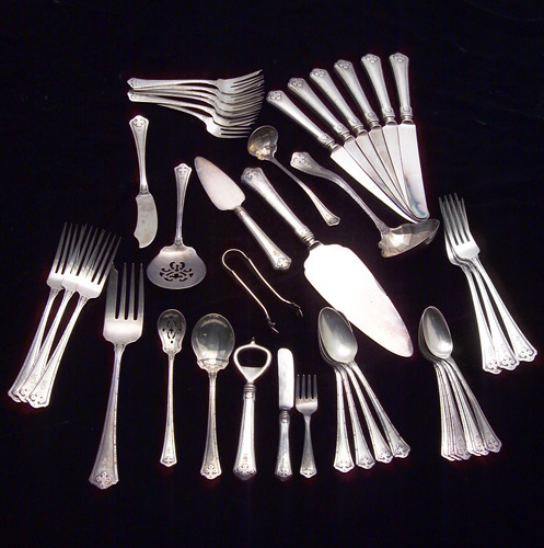 Appraisal: Sterling flatware pieces with hammered edge and cross detail salad