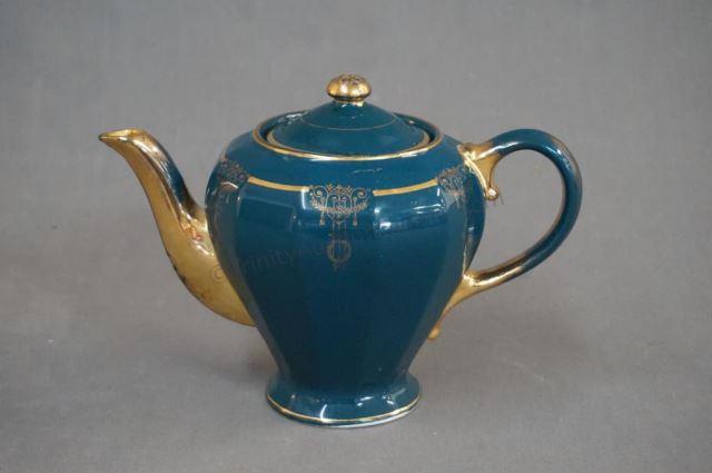 Appraisal: Hall China Blue and Gold Cup Teapot 's- 's Hall