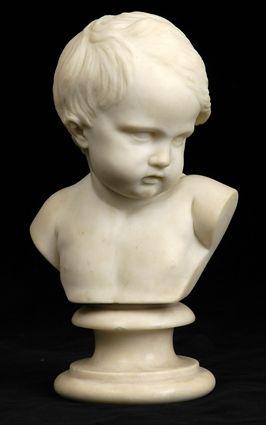 Appraisal: FRENCH CARVED MARBLE BUST OF A BABY BOY With head