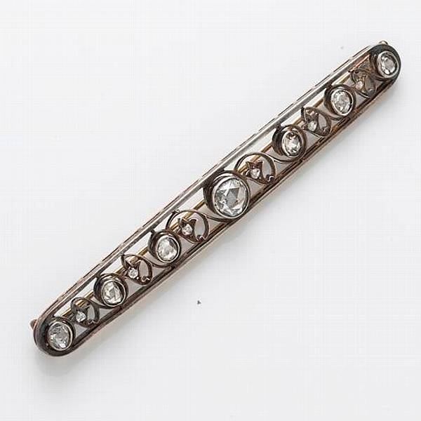 Appraisal: A diamond and silver-topped k gold brooch length in