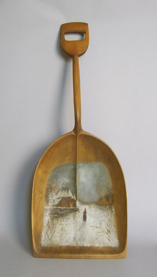 Appraisal: Painted shovel with winter landscape h