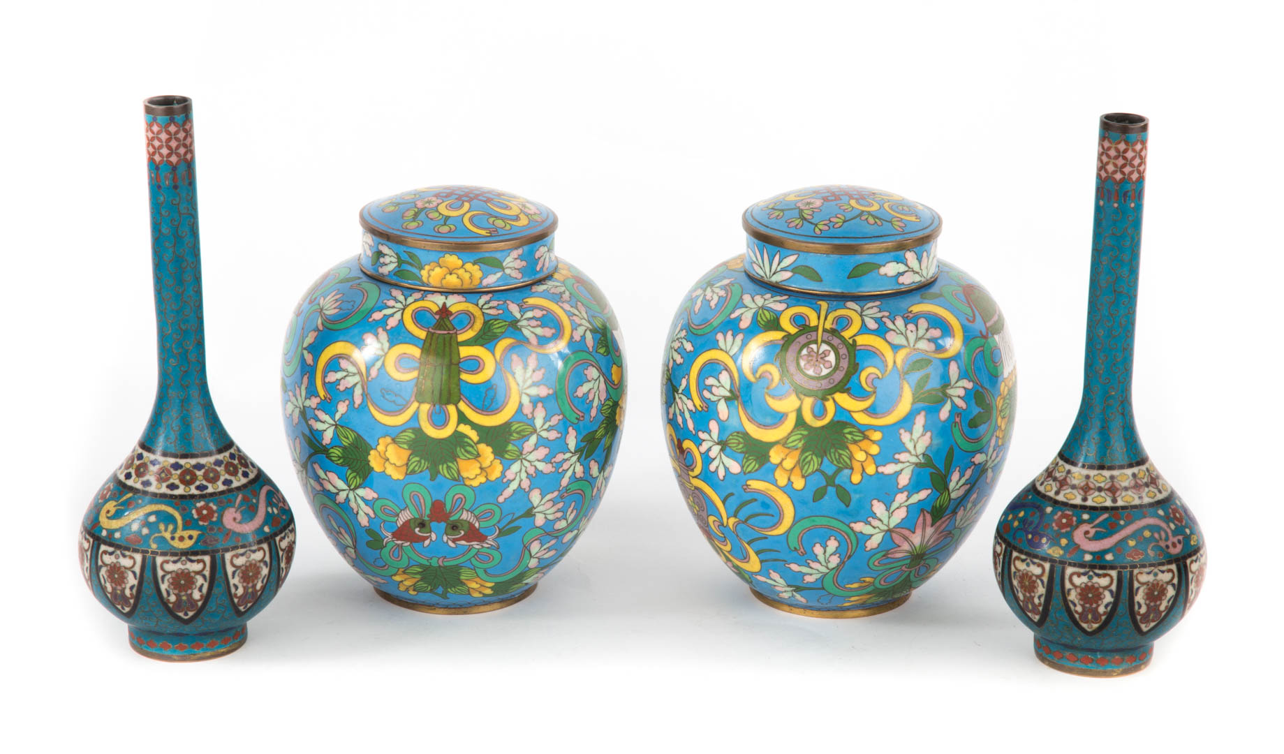 Appraisal: Two pairs of Chinese cloisonne enamel vases jars pair of