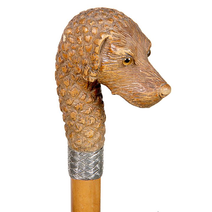 Appraisal: Poodle Cane Ca - A large possibly poodle carved handle