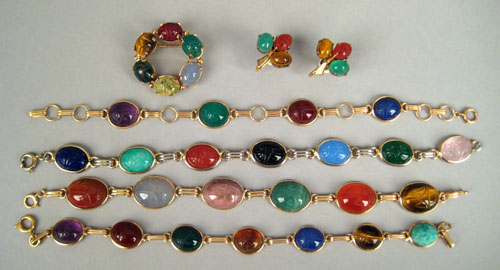 Appraisal: Group of Scarab jewelry to include K yellow gold bracelet