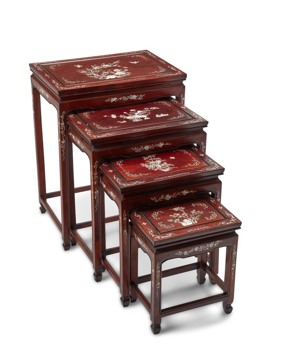 Appraisal: A set of Chinese mother-of-pearl inlaid nesting tables th Century