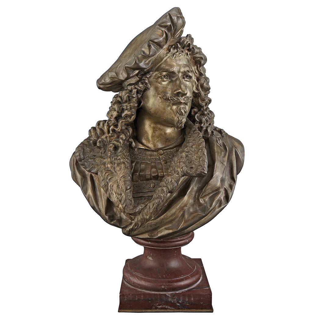 Appraisal: French Silvered Bronze Bust of Rembrandt After a model by