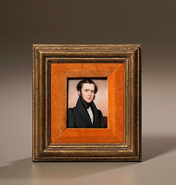 Appraisal: EZRA AMES ATTRIBUTED PORTRAIT MINIATURE American Albany New York watercolor