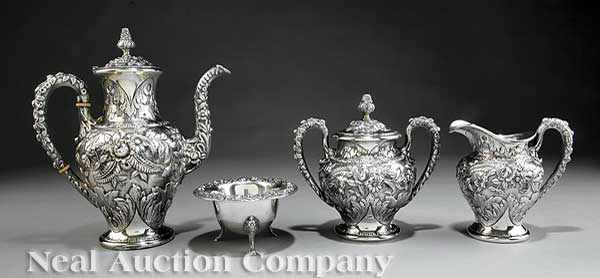 Appraisal: An American Sterling Silver Repouss Tea Service early th c