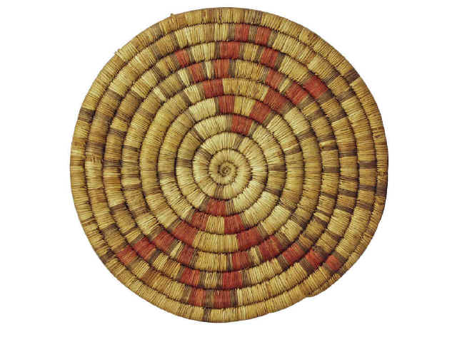 Appraisal: Hopi coil polychrome basketry tray gifted from John Wayne's estate