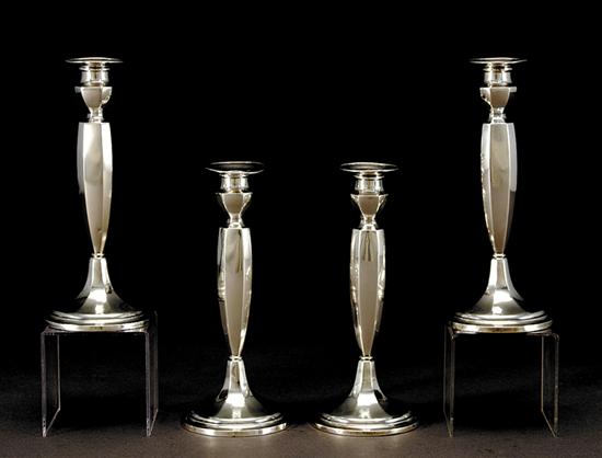 Appraisal: Two pairs Gorham sterling candlesticks circa and round bobeche above