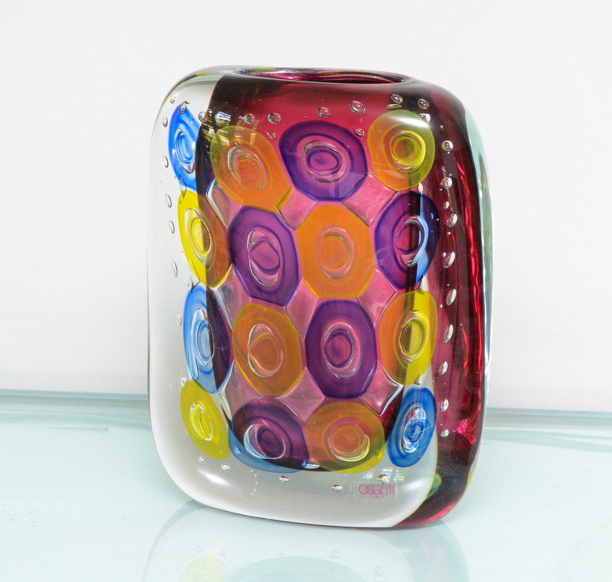 Appraisal: LUIGI ONESTO FOR OGGETTI MURANO GLASS VASE Multi color design