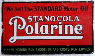 Appraisal: Standard Motor Oil Stancola Polarine porcelain x damage on outside