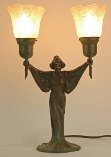 Appraisal: Figural table lamp in the Art Nouveau taste executed in