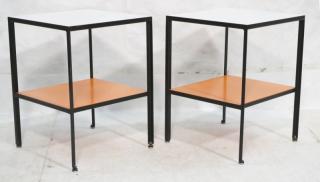 Appraisal: Pr GEORGE NELSON Steel Frame End Tables Black en Pr