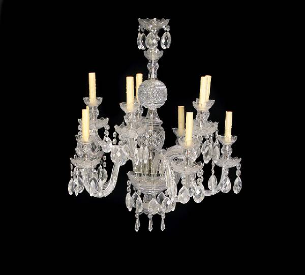 Appraisal: A Louis XV style cut glass ten light chandelier the