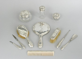 Appraisal: A Sterling Silver Dresser Set A handsome Arts and Crafts