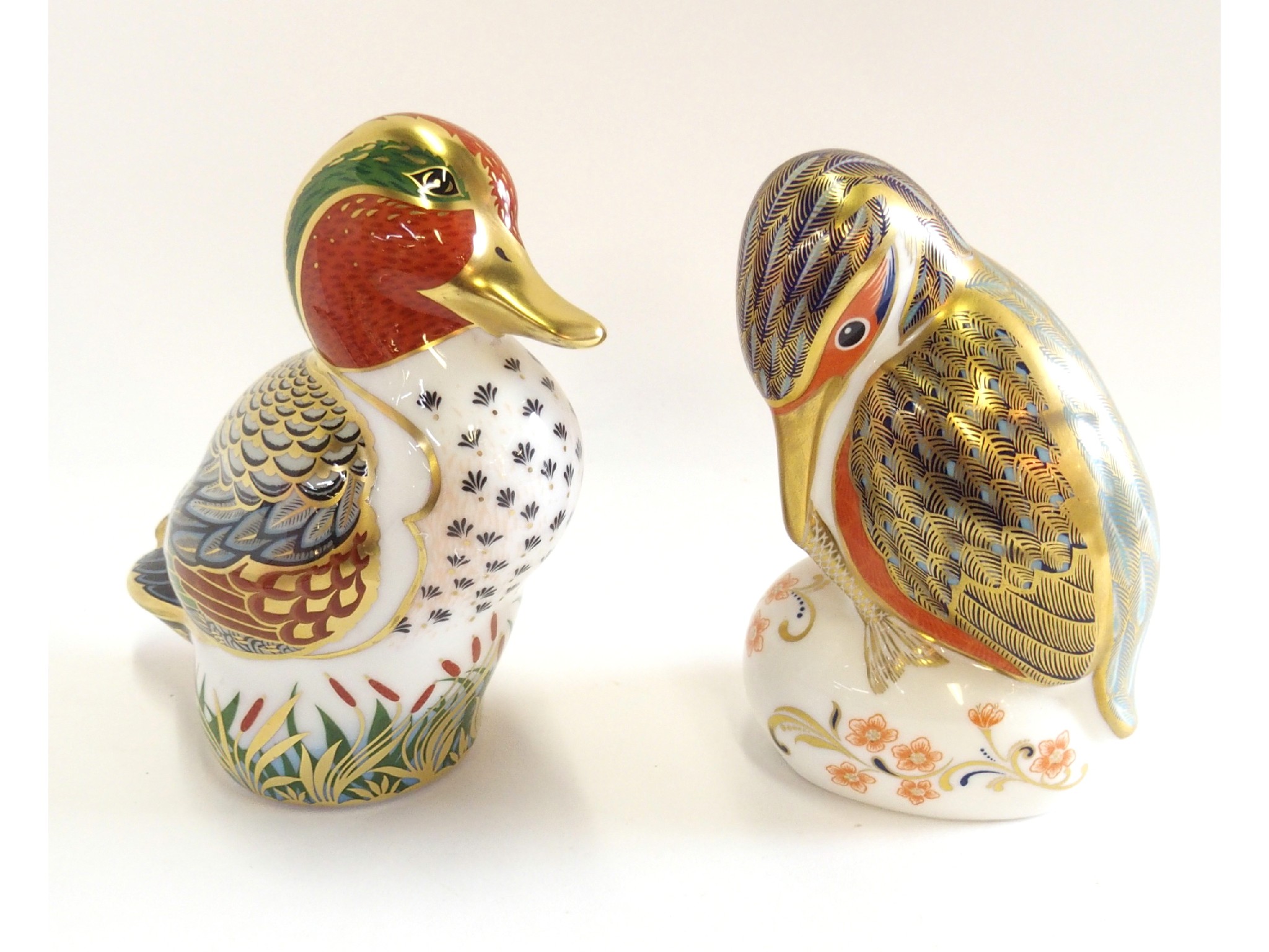 Appraisal: Two Royal Crown Derby porcelain paperweights Green Winged Teal and