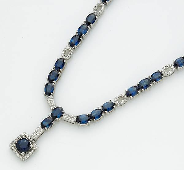 Appraisal: A sapphire and diamond necklace estimated total sapphire weight carats