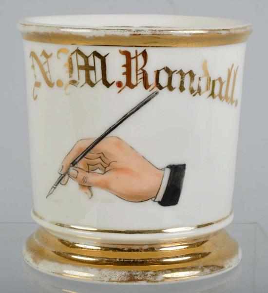 Appraisal: Notary Writer Shaving Mug Description Gilt name N M Randall