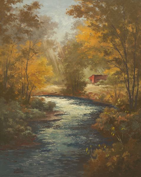 Appraisal: JOHN JACK HANNAH AMERICAN - x Bishop Stream Oil on