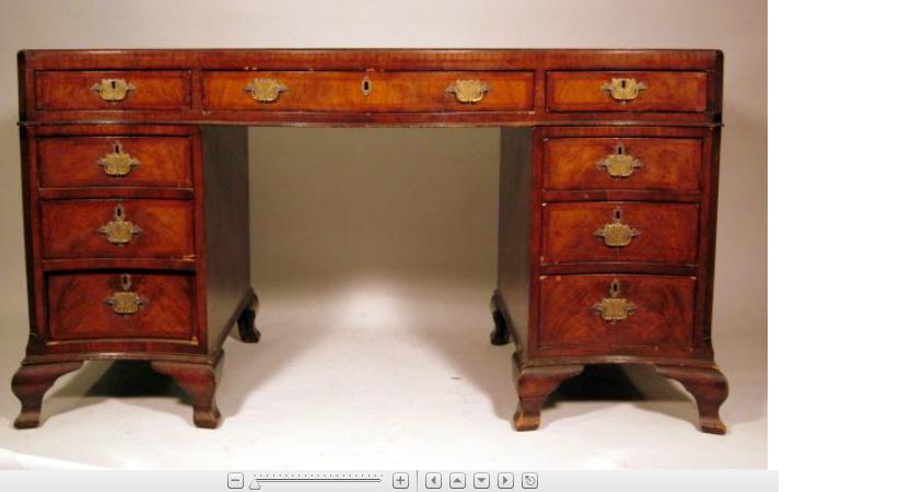 Appraisal: George III style mahogany and feather banded pedestal desk th