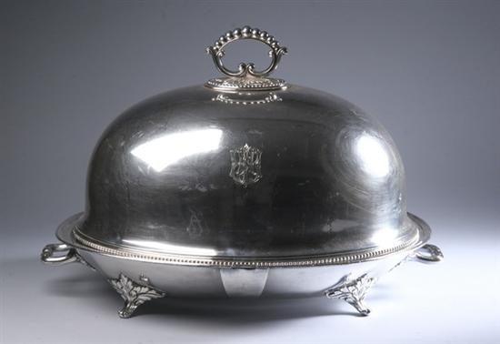 Appraisal: LARGE VICTORIAN SILVER PLATED MEAT PLATTER AND COVERED DOME early