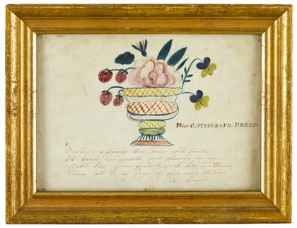 Appraisal: American School th centurybasket of flowers and verse miss catherine