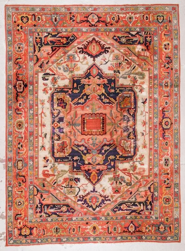 Appraisal: Antique Serapi Style Hooked Rug ' '' x ' ''