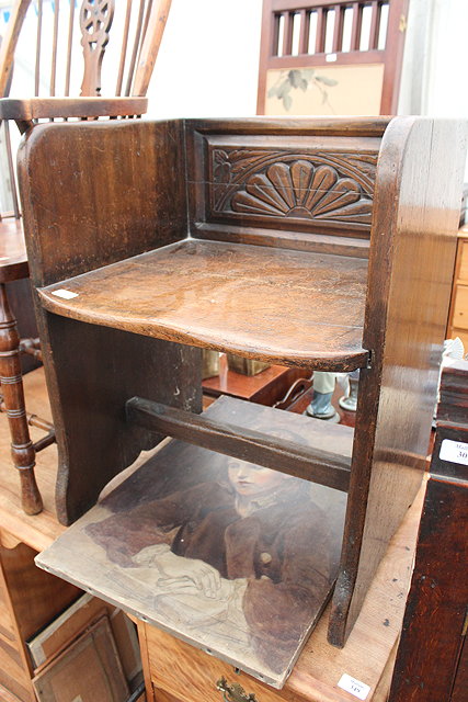 Appraisal: AN OAK SEAT the low back with carved decoration and