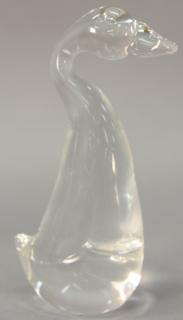 Appraisal: Steuben crystal glass goose figurine signed Steuben ht Steuben crystal