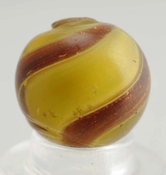 Appraisal: Honey amber base glass with white ribbon Condition Size Dia