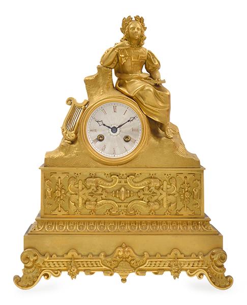 Appraisal: A FRENCH GILT METAL FIGURATIVE MANTEL CLOCK MECHANISM STAMPED C