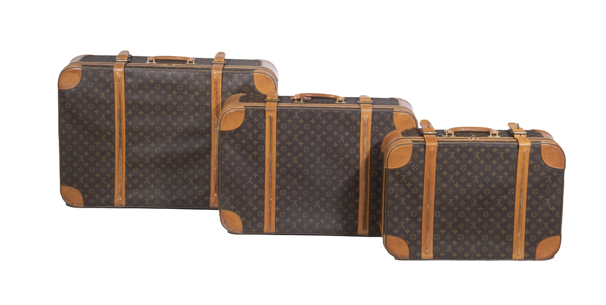 Appraisal: LOUIS VUITTON SUITCASES Set of Pieces of Vintage Graduated Soft