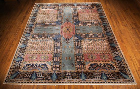 Appraisal: Indo-Tabriz Rug Second Quarter th Century Blue ground with divided