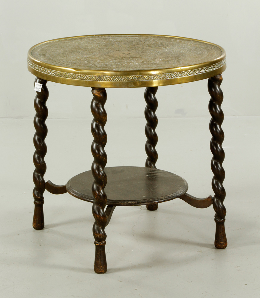 Appraisal: - Indian Table Indian table with twist legs and embossed