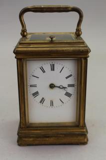 Appraisal: French Bronze Carriage Clock French Bronze Carriage Clock Dimensions x