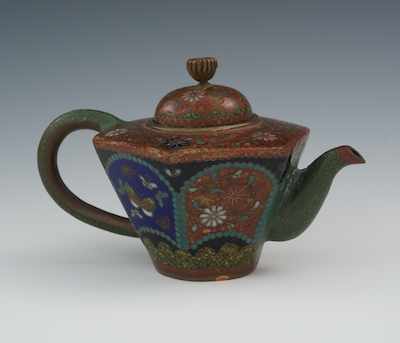 Appraisal: A Petite Covered Cloisonne Ewer Meiji Period Gilt wire work