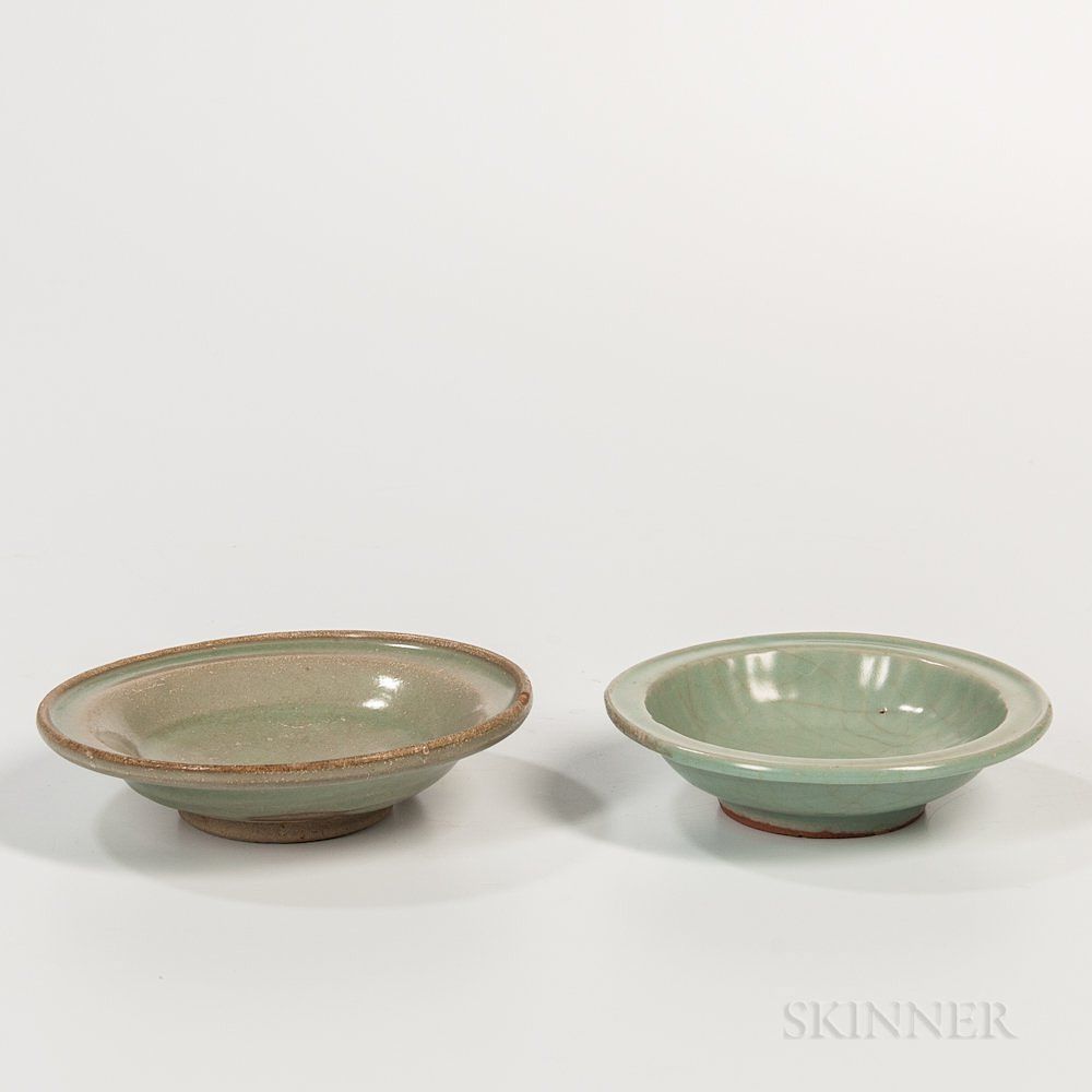 Appraisal: Two Celadon-glazed Dishes Two Celadon-glazed Dishes China Song dynasty style