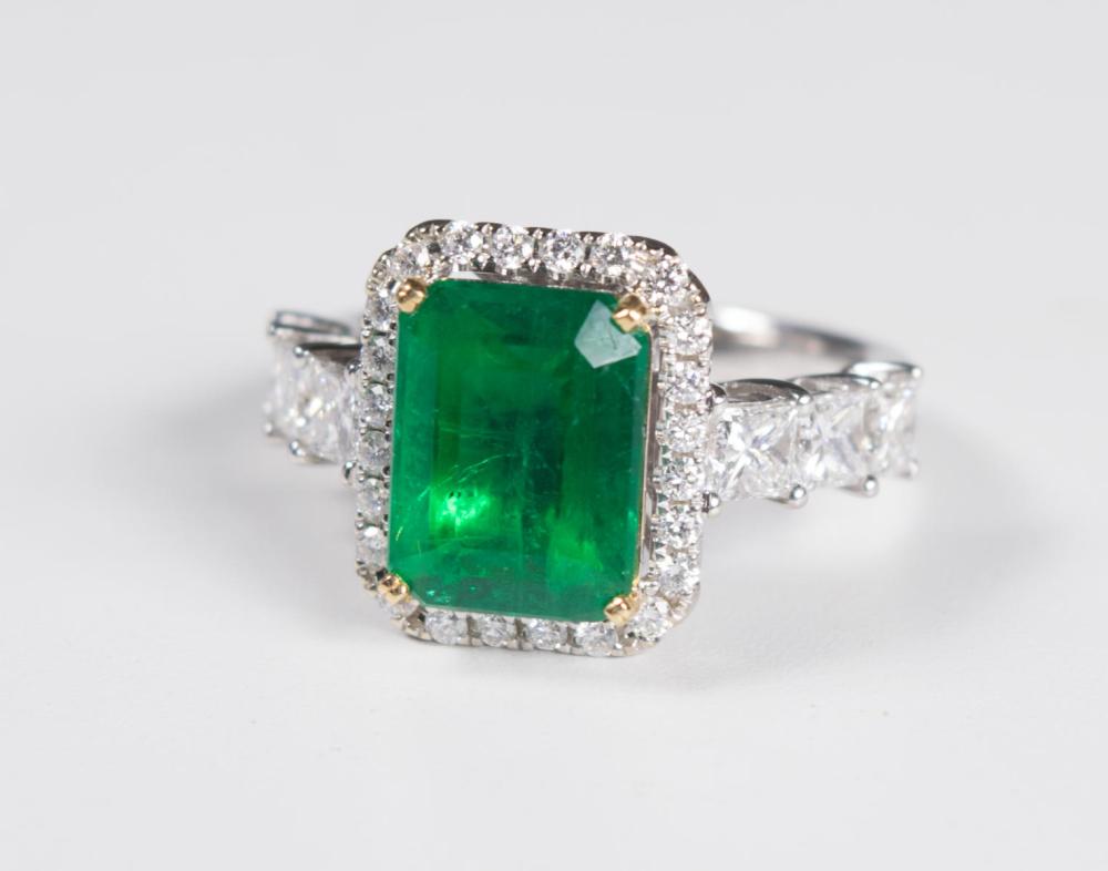 Appraisal: EMERALD DIAMOND AND EIGHTEEN KARAT GOLD WITH GIA EMERALD REPORT