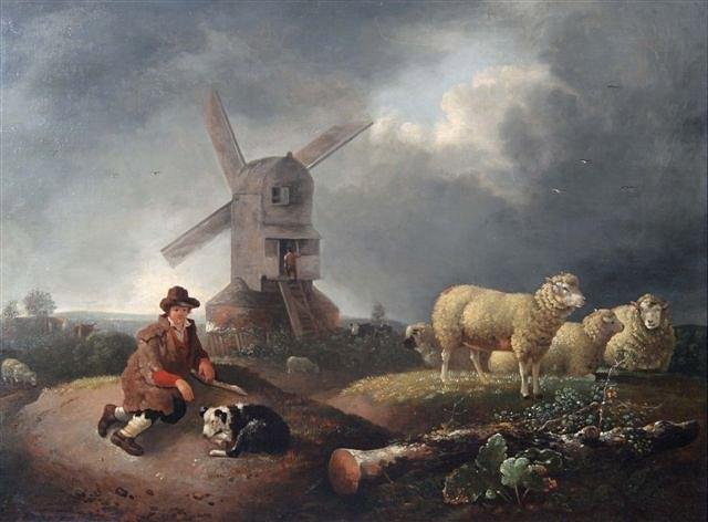 Appraisal: LEENDERT DE KONINGH - Shepherd boy with dog sheep cattle