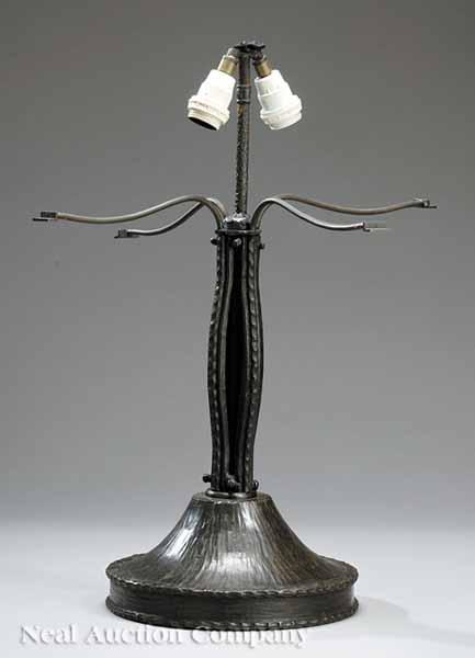 Appraisal: An Art Deco Wrought Iron Table Lamp Base attributed to