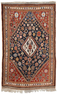 Appraisal: Qashgai Rug Persian th century serrated diamond central medallion on