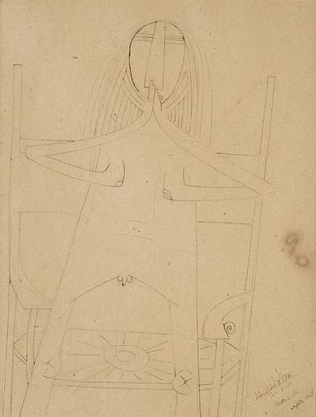 Appraisal: Wifredo Lam Cuban - Homme - signed dated and inscribed