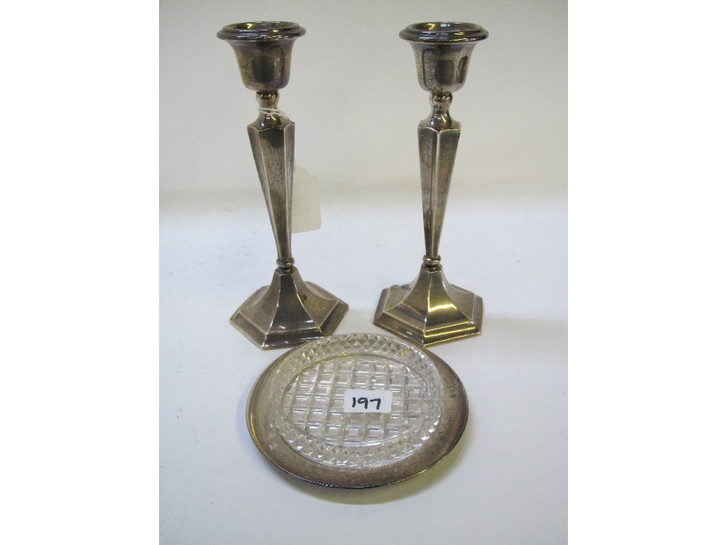 Appraisal: A lot comprising a pair of silver candl