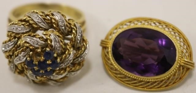 Appraisal: PCS OF GOLD JEWELRY TO INCLUDE A KT BROOCHPIN WITH