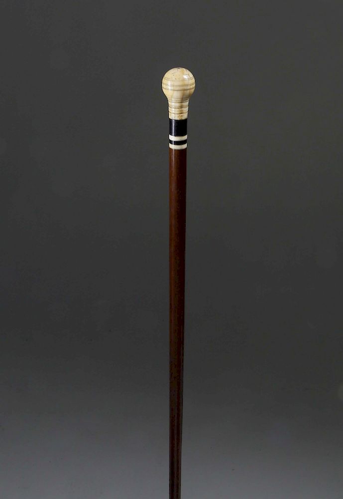 Appraisal: Fine Whaleman Made Whale Ivory and Tropical Wood Walking Stick